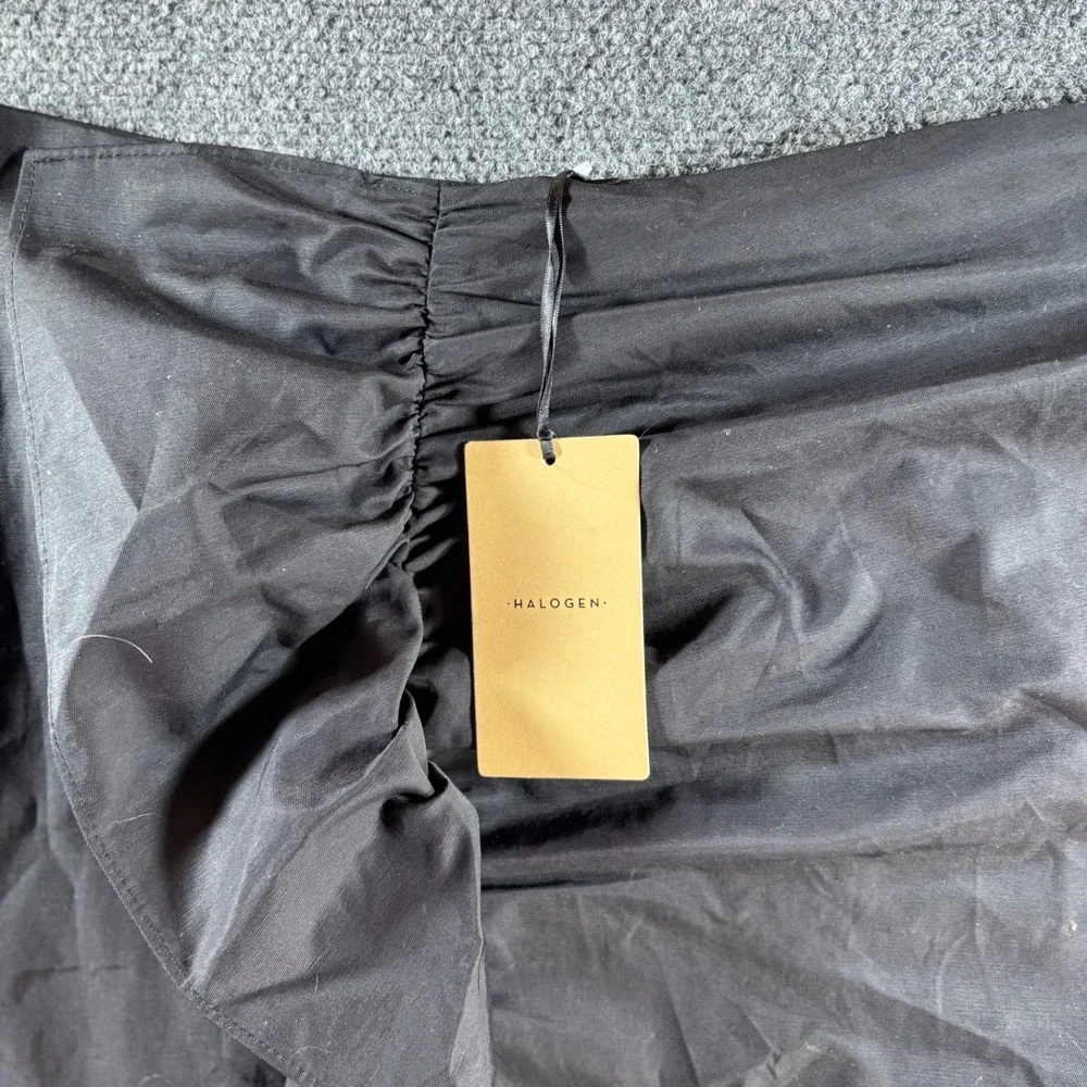 Halogen Ruffle Front Midi Skirt Womens 14 Black Tiered Draped NWT New